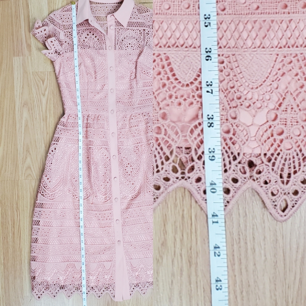 ANTONIO MELANI Blush Pink Lace Shirt Dress - Picture 13 of 14